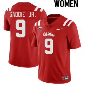 Women DeShawn Gaddie Jr. Red Ole Miss College Football #9 Jersey 174066-644