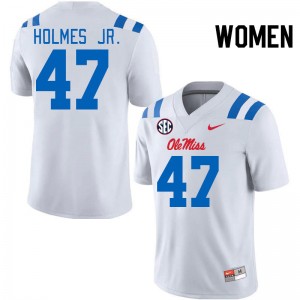 Women DeeJay Holmes Jr. White Ole Miss 2024 New College Football #47 Jersey 725711-486