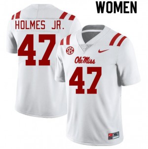 Women DeeJay Holmes Jr. White University of Mississippi College Football #47 Jersey 556328-787
