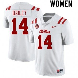 Women Deljay Bailey White University of Mississippi College Football #14 Jersey 130614-847