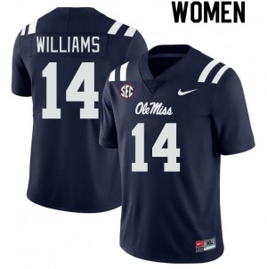 Women Demarko Williams Navy Ole Miss College Football #14 Jersey 997764-951