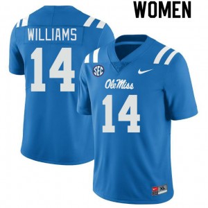 Women Demarko Williams Powder Blue University of Mississippi College Football #14 Jersey 738970-737