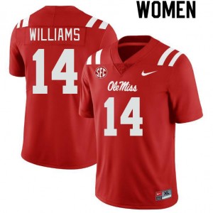 Women Demarko Williams Red Ole Miss Rebels College Football #14 Jersey 104385-512