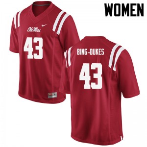 Women Detric Bing-Dukes Red Ole Miss Rebels College Football #43 Jersey 508556-905