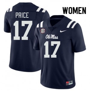 Women Devin Price Navy Ole Miss College Football #17 Jersey 370519-709
