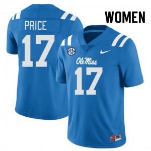 Women Devin Price Powder Blue Ole Miss College Football #17 Jersey 812807-382