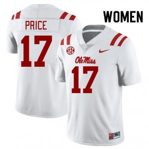Women Devin Price White University of Mississippi College Football #17 Jersey 447070-289