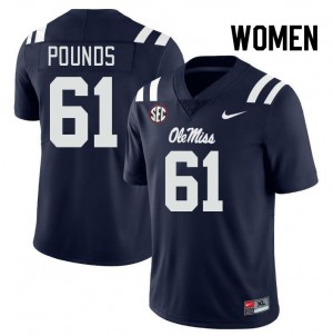 Women Diego Pounds Navy Rebels College Football #61 Jersey 628688-223