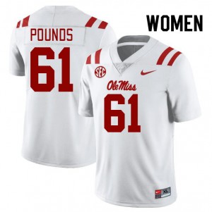 Women Diego Pounds White University of Mississippi College Football #61 Jersey 972021-380
