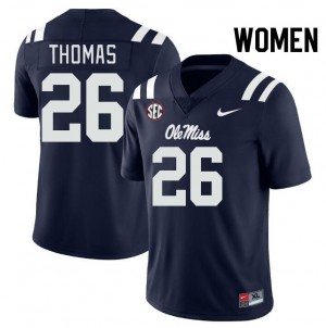 Women Domonique Thomas Navy Ole Miss Rebels College Football #26 Jersey 866899-916