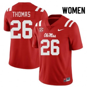 Women Domonique Thomas Red Ole Miss College Football #26 Jersey 610938-134