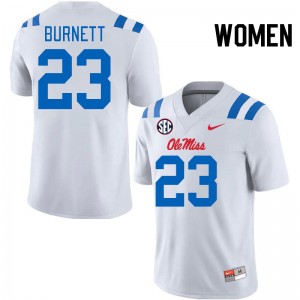 Women Drew Burnett White University of Mississippi 2024 New College Football #23 Jersey 862881-871