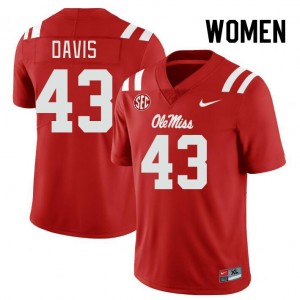 Women Dylan Davis Red Ole Miss College Football #43 Jersey 524948-498