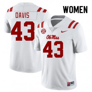 Women Dylan Davis White Ole Miss College Football #43 Jersey 106722-204