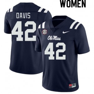 Women Dylan Davis Navy Ole Miss College Football #42 Jersey 149602-448