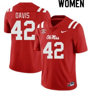 Women Dylan Davis Red Ole Miss College Football #42 Jersey 916203-670