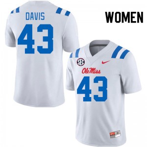 Women Dylan Davis White Ole Miss 2024 New College Football #43 Jersey 918015-704