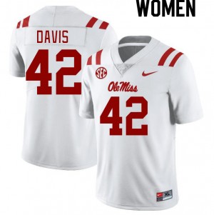 Women Dylan Davis White Rebels College Football #42 Jersey 461459-669
