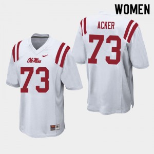 Women Eli Acker White Ole Miss College Football #73 Jersey 369533-522