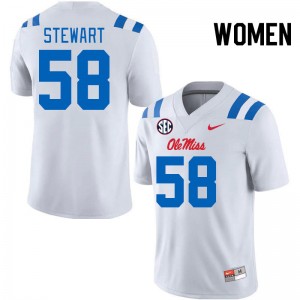 Women Elliiot Stewart White Ole Miss 2024 New College Football #58 Jersey 485515-485