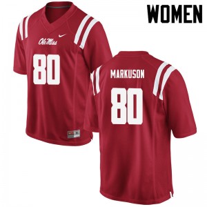Women Elliot Markuson Red Ole Miss College Football #80 Jersey 113289-832