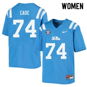 Women Erick Cade Powder Blue Ole Miss College Football #74 Jersey 441029-331