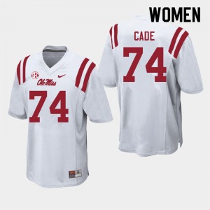 Women Erick Cade White University of Mississippi College Football #74 Jersey 868301-432