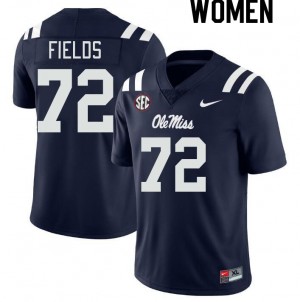 Women Ethan Fields Navy Ole Miss Rebels College Football #72 Jersey 729700-550