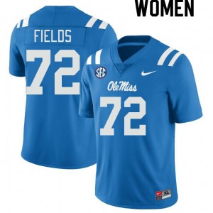 Women Ethan Fields Powder Blue Ole Miss Rebels College Football #72 Jersey 230923-772