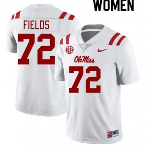 Women Ethan Fields White Ole Miss Rebels College Football #72 Jersey 646131-714