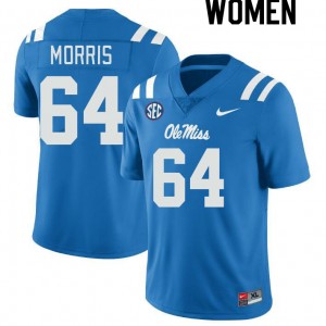 Women Ethan Morris Powder Blue Ole Miss Rebels College Football #64 Jersey 311979-588