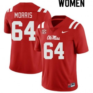 Women Ethan Morris Red Ole Miss College Football #64 Jersey 526903-715
