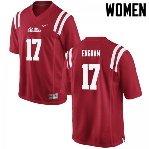 Women Evan Engram Red Ole Miss College Football #17 Jersey 654768-894