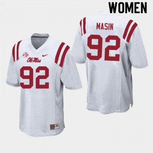 Women Fraser Masin White University of Mississippi College Football #92 Jersey 851915-744