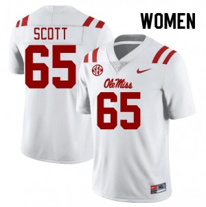 Women Gerquan Scott White Rebels College Football #65 Jersey 809567-304