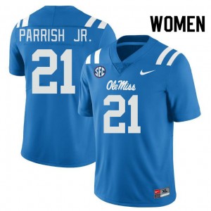 Women Henry Parrish Jr. Powder Blue Ole Miss College Football #21 Jersey 400471-779