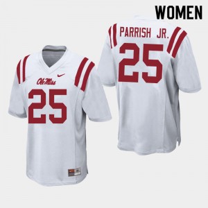 Women Henry Parrish Jr. White Rebels College Football #25 Jersey 651420-915