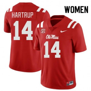 Women Izaiah Hartrup Red Ole Miss College Football #14 Jersey 355053-345