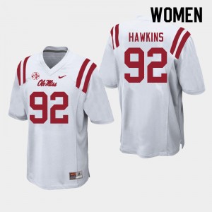 Women JJ Hawkins White Ole Miss College Football #92 Jersey 534093-772