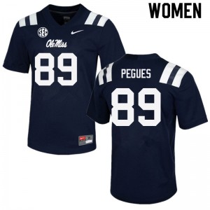 Women JJ Pegues Navy Ole Miss College Football #89 Jersey 319089-397