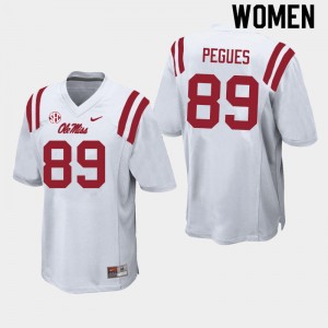 Women JJ Pegues White Rebels College Football #89 Jersey 902563-796