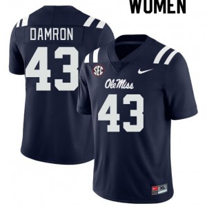 Women Jack Damron Navy Ole Miss College Football #43 Jersey 475493-981