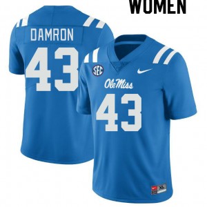 Women Jack Damron Powder Blue Ole Miss Rebels College Football #43 Jersey 548887-335