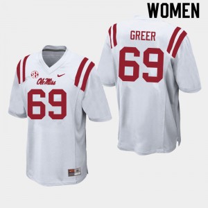 Women Jack Greer White Rebels College Football #69 Jersey 662983-971