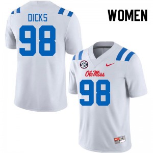 Women Jaden Dicks White Ole Miss Rebels 2024 New College Football #98 Jersey 103090-757