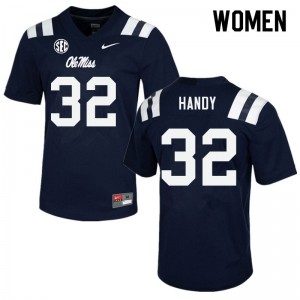 Women Jaden Handy Navy Rebels College Football #32 Jersey 170981-888
