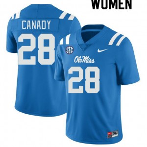 Women Jadon Canady Powder Blue Ole Miss College Football #28 Jersey 178452-155