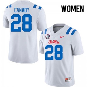 Women Jadon Canady White University of Mississippi 2024 New College Football #28 Jersey 135029-621