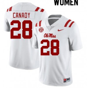 Women Jadon Canady White Ole Miss College Football #28 Jersey 120011-498
