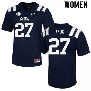 Women Jalen Knox Navy Ole Miss College Football #27 Jersey 656479-575
